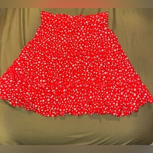 Vibrant Orange Floral A-Line Skirt